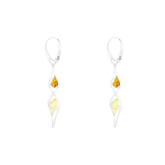Sterling Silver Amber Graduated Twist Drop Earrings