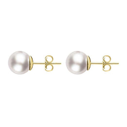 00177904 18ct Yellow Gold 5mm White Pearl Stud Earrings, E2520.