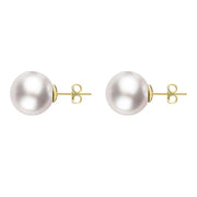 00177905 18ct Yellow Gold 8mm White Pearl Stud Earrings, E2521.