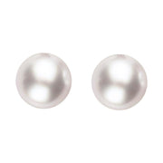 00177905 18ct Yellow Gold 8mm White Pearl Stud Earrings, E2521.