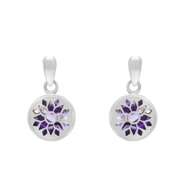 Sterling Silver 10mm Blue John Chatsworth Décor Round Drop Earrings