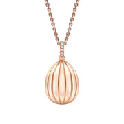 Faberge Colours of Love 18ct Rose Gold Diamond Ruby Fluted Limited Edition Egg Pendant 1831PE3146