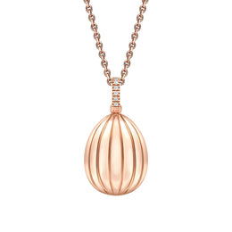 Faberge Colours of Love 18ct Rose Gold Diamond Ruby Fluted Limited Edition Egg Pendant 1831PE3146