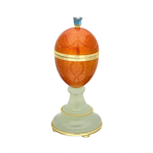 Faberge Victor Mayer 18ct Yellow Gold Enamelled Flower Surprise Egg Objet, F1932_LA_.