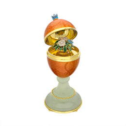 Faberge Victor Mayer 18ct Yellow Gold Enamelled Flower Surprise Egg Objet, F1932_LA_._2