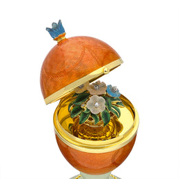 Faberge Victor Mayer 18ct Yellow Gold Enamelled Flower Surprise Egg Objet, F1932_LA__3