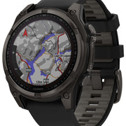 Garmin Fenix 8 47mm Sapphire Solar Carbon Grey DLC Titanium Black Pebble Grey Silicone Watch