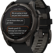 Garmin Fenix 8 47mm Sapphire Solar Carbon Grey DLC Titanium Black Pebble Grey Silicone Watch