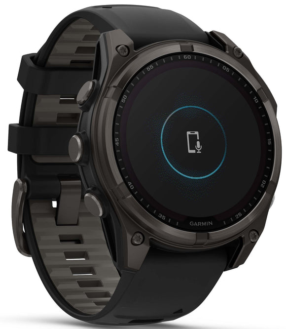 Garmin Fenix 8 47mm Sapphire Solar Carbon Grey DLC Titanium Black Pebble Grey Silicone Watch