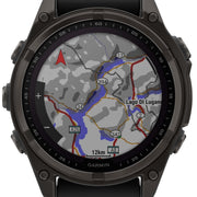 Garmin Fenix 8 47mm Sapphire Solar Carbon Grey DLC Titanium Black Pebble Grey Silicone Watch