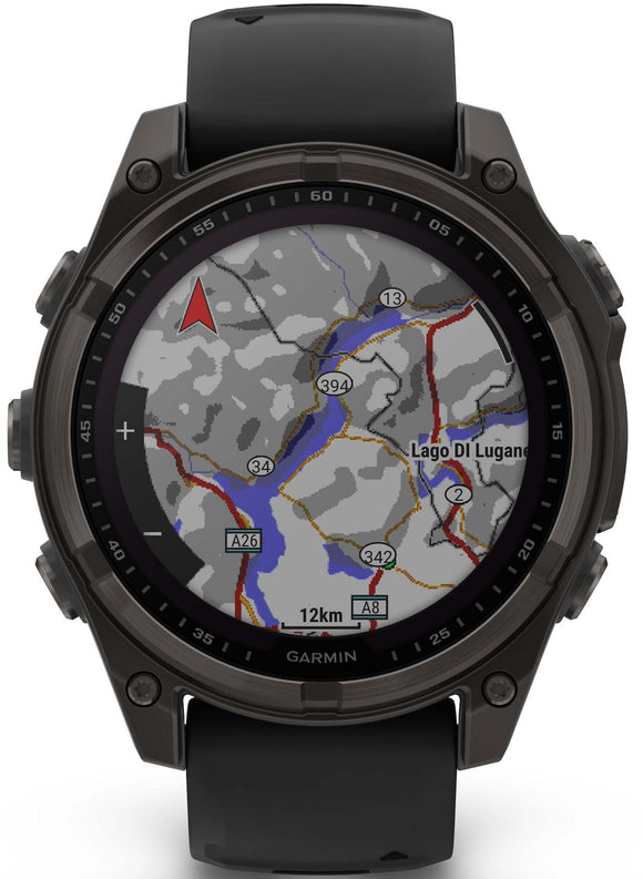 Garmin Fenix 8 47mm Sapphire Solar Carbon Grey DLC Titanium Black Pebble Grey Silicone Watch