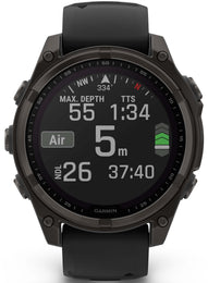 Garmin Fenix 8 47mm Sapphire Solar Carbon Grey DLC Titanium Black Pebble Grey Silicone Watch