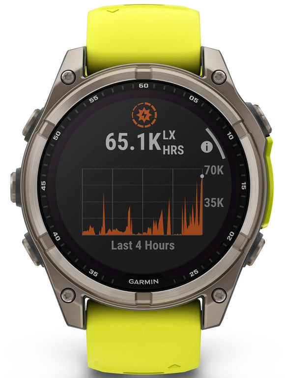 Garmin Fenix 8 47mm Sapphire Solar Titanium Amp Yellow Graphite Silicone Watch
