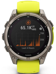 Garmin Fenix 8 47mm Sapphire Solar Titanium Amp Yellow Graphite Silicone Watch
