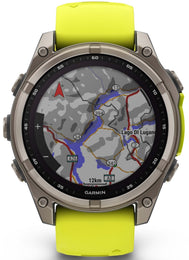 Garmin Fenix 8 47mm Sapphire Solar Titanium Amp Yellow Graphite Silicone Watch