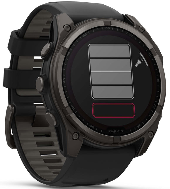 Garmin Fenix 8 51mm Sapphire Solar Carbon Grey DLC Titanium Black Pebble Grey Silicone Watch
