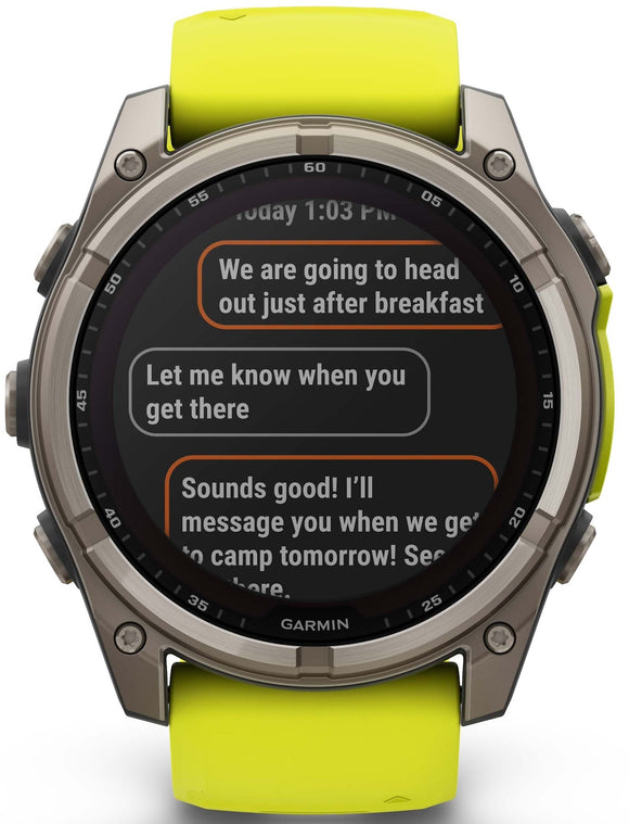 Garmin Fenix 8 51mm Sapphire Solar Titanium Amp Yellow Graphite Silicone Watch