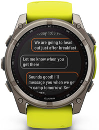 Garmin Fenix 8 51mm Sapphire Solar Titanium Amp Yellow Graphite Silicone Watch