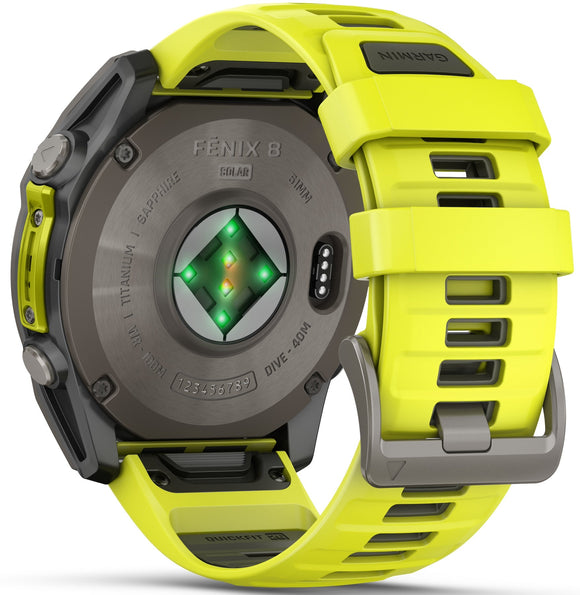 Garmin Fenix 8 51mm Sapphire Solar Titanium Amp Yellow Graphite Silicone Watch