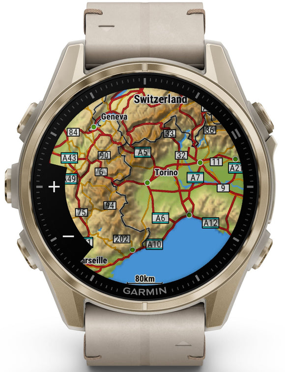 Garmin Fenix 8 43mm Sapphire AMOLED Soft Gold Limestone Leather Watch