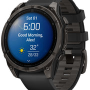 Garmin Fenix 8 47mm Sapphire AMOLED Carbon Grey DLC titanium Black Pebble Grey Silicone Watch