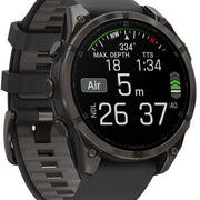 Garmin Fenix 8 47mm Sapphire AMOLED Carbon Grey DLC titanium Black Pebble Grey Silicone Watch