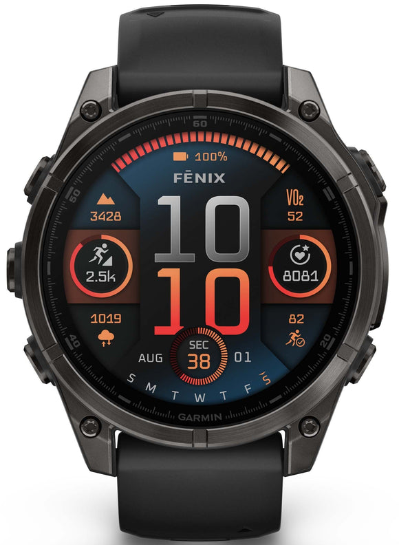 Garmin Fenix 8 47mm Sapphire AMOLED Carbon Grey DLC titanium Black Pebble Grey Silicone Watch