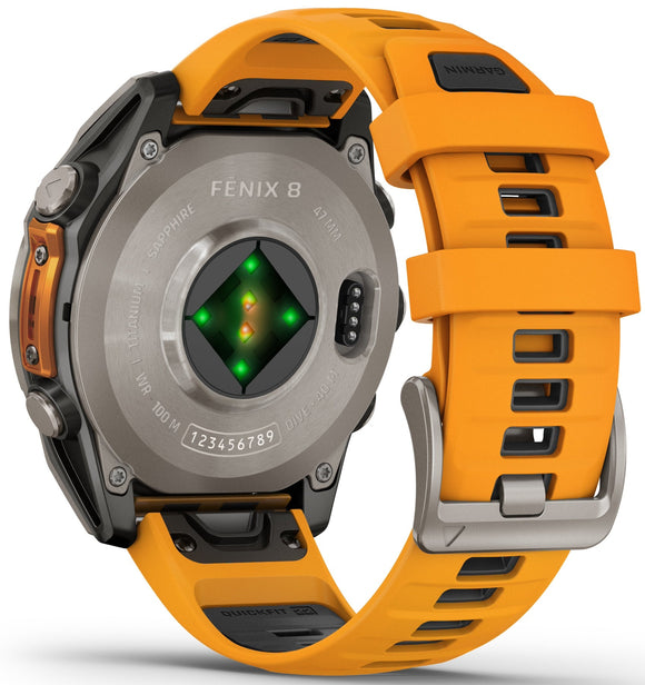 Garmin Fenix 8 47mm Sapphire AMOLED Titanium Spark Orange Graphite Silicone Watch