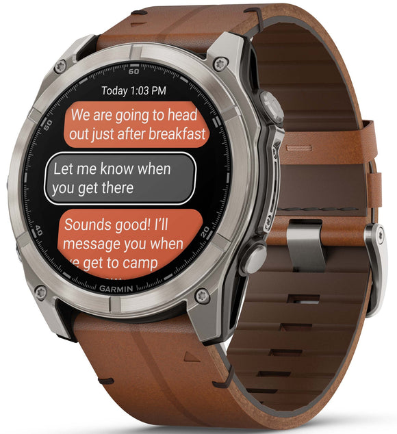Garmin Fenix 8 51mm Sapphire AMOLED Titanium Chestnut Leather Band Watch