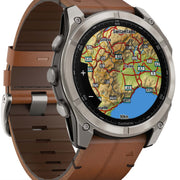 Garmin Fenix 8 51mm Sapphire AMOLED Titanium Chestnut Leather Band