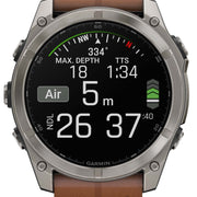 Garmin Fenix 8 51mm Sapphire AMOLED Titanium Chestnut Leather Band