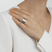 Georg Jensen Fusion 18ct White Gold Diamond Studded Centre Ring 20000290