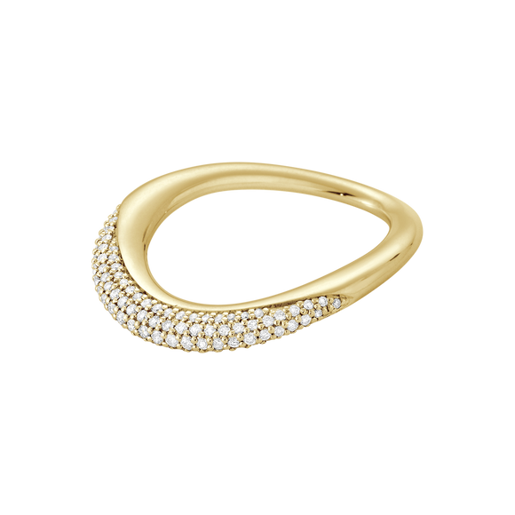Georg Jensen Offspring 18ct Yellow Gold Diamond Pave Ring