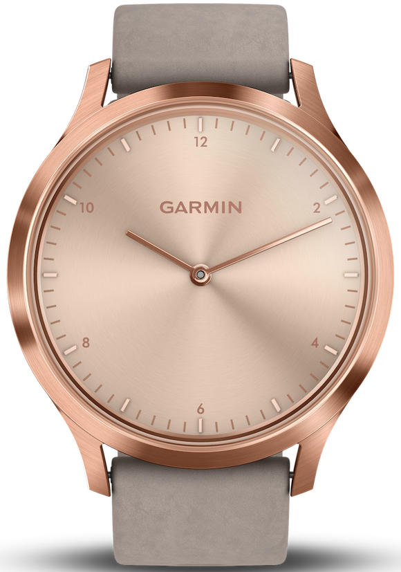 Garmin Watch Vivomove HR Rose Gold with Grey Suede Band D