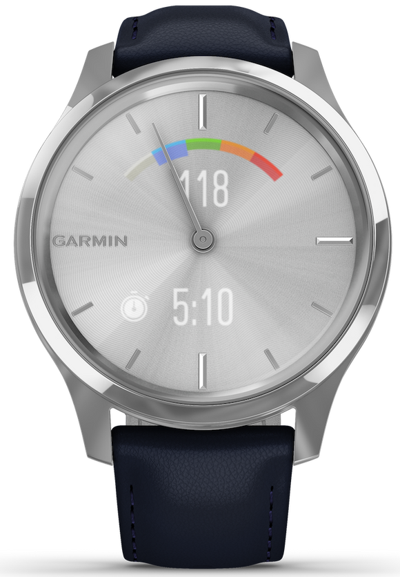 Garmin Vivomove Luxe Steel Case Navy Leather D