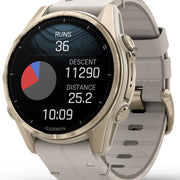 Garmin Watch Fenix 8S Sapphire AMOLED Soft Gold Fog Grey Limestone Leather 010-02903-40