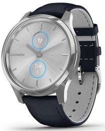 Garmin Watch Vivomove Luxe Steel Case Navy Leather 010-02241-00