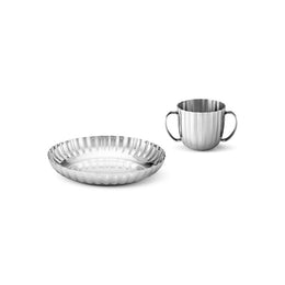 Georg Jensen Bernadotte Stainless Steel Child Plate and Cup Set. 10019292.