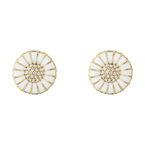Georg Jensen Daisy Sterling Silver 18ct Yellow Gold Plated Diamond Earrings 10010537