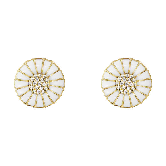 Georg Jensen Daisy Sterling Silver 18ct Yellow Gold Plated Diamond Earrings 10010537