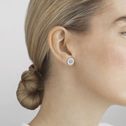 Georg Jensen Daisy Sterling Silver Diamond White Enamel Stud Earrings 10010538