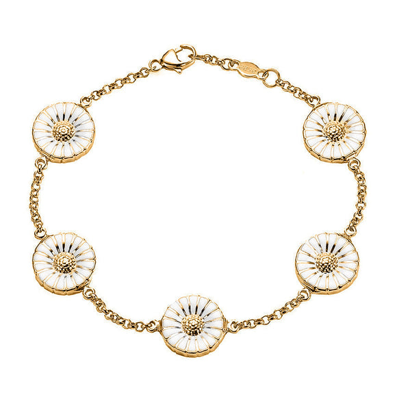 Georg Jensen Daisy Sterling Silver Gold Plated Bracelet, 3530912 