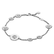 Georg Jensen Daisy Sterling Silver White Enamel Bracelet. 3530960.