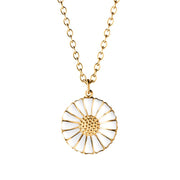 Georg Jensen Daisy Yellow Gold plated sterling silver Enamel Necklace, 3536214 