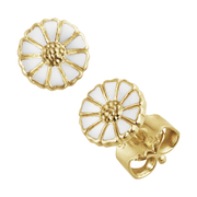 Georg Jensen Daisy Yellow Gold plated sterling silver Enamel Stud Earrings 10018924