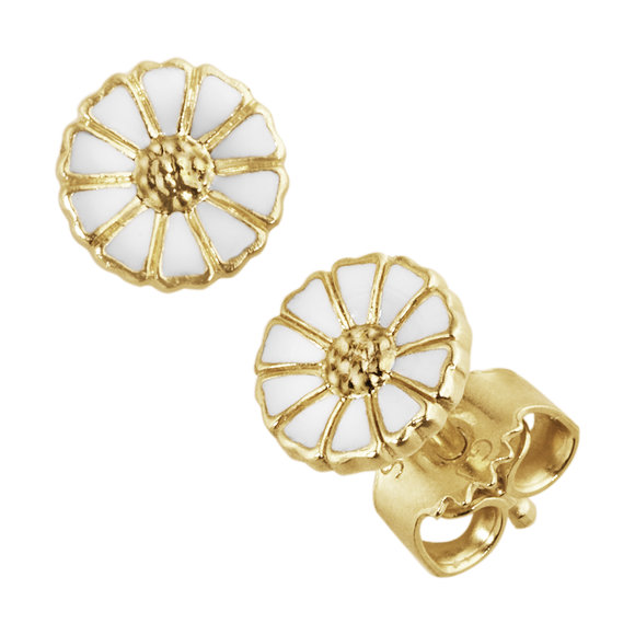 Georg Jensen Daisy Yellow Gold plated sterling silver Enamel Stud Earrings 10018924