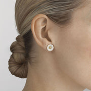 Georg Jensen Daisy Yellow Gold Vermeil Enamel Stud Earrings 3539207