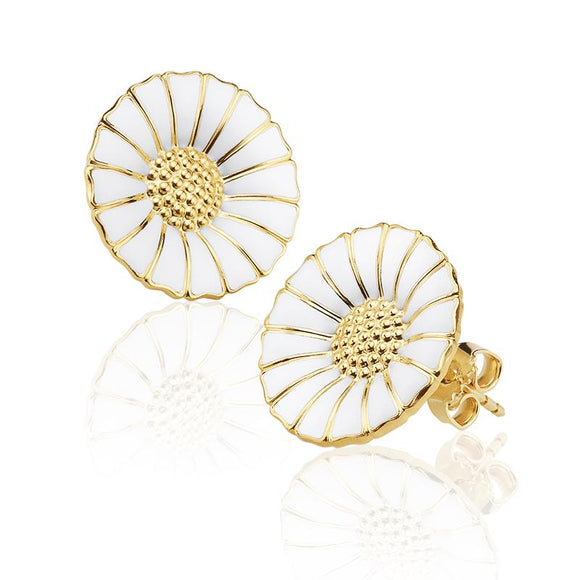 Georg Jensen Daisy Yellow Gold Vermeil Enamel Stud Earrings, 3539207.