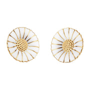 Georg Jensen Daisy Yellow Gold plated sterling silver Enamel Stud Earrings, 3539207.