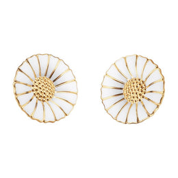 Georg Jensen Daisy Yellow Gold plated sterling silver Enamel Stud Earrings, 3539207.